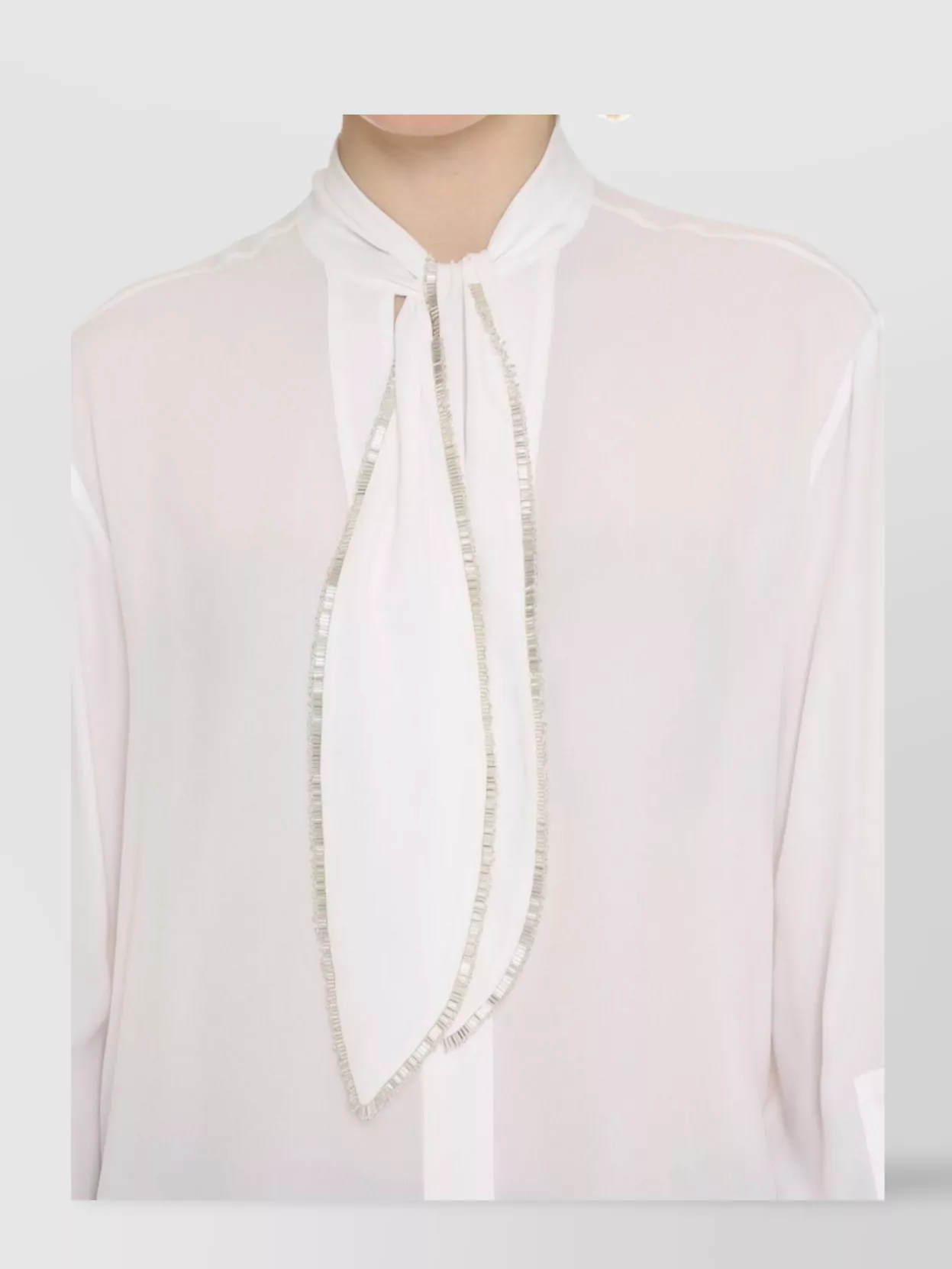Genny Beads Embroidery Sheer Fabric Shirt