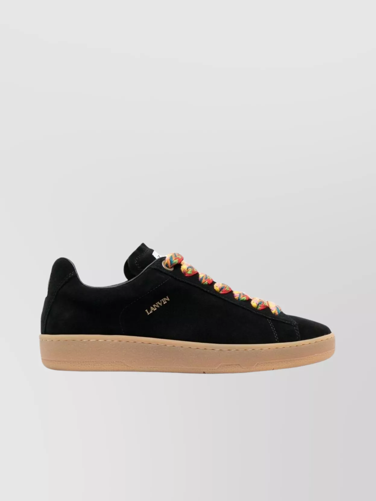 Shop Lanvin Contrasting Lace-up Suede Sneakers