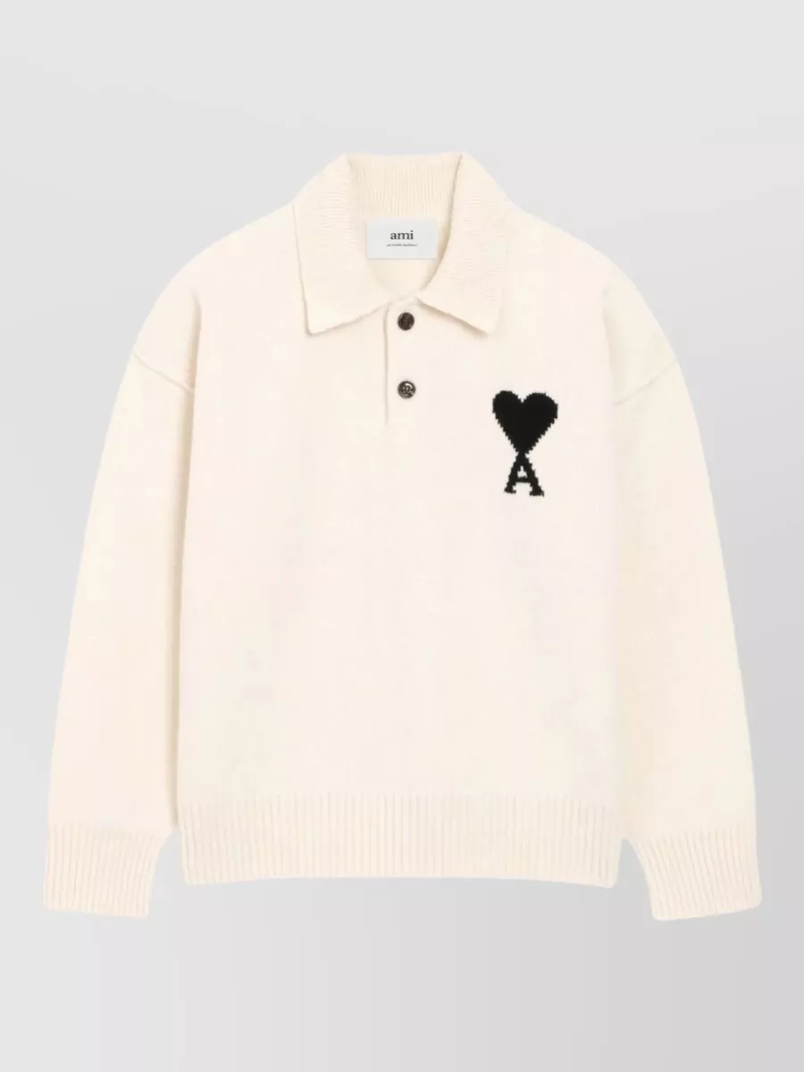 Ami Paris virgin wool long-sleeve polo shirt