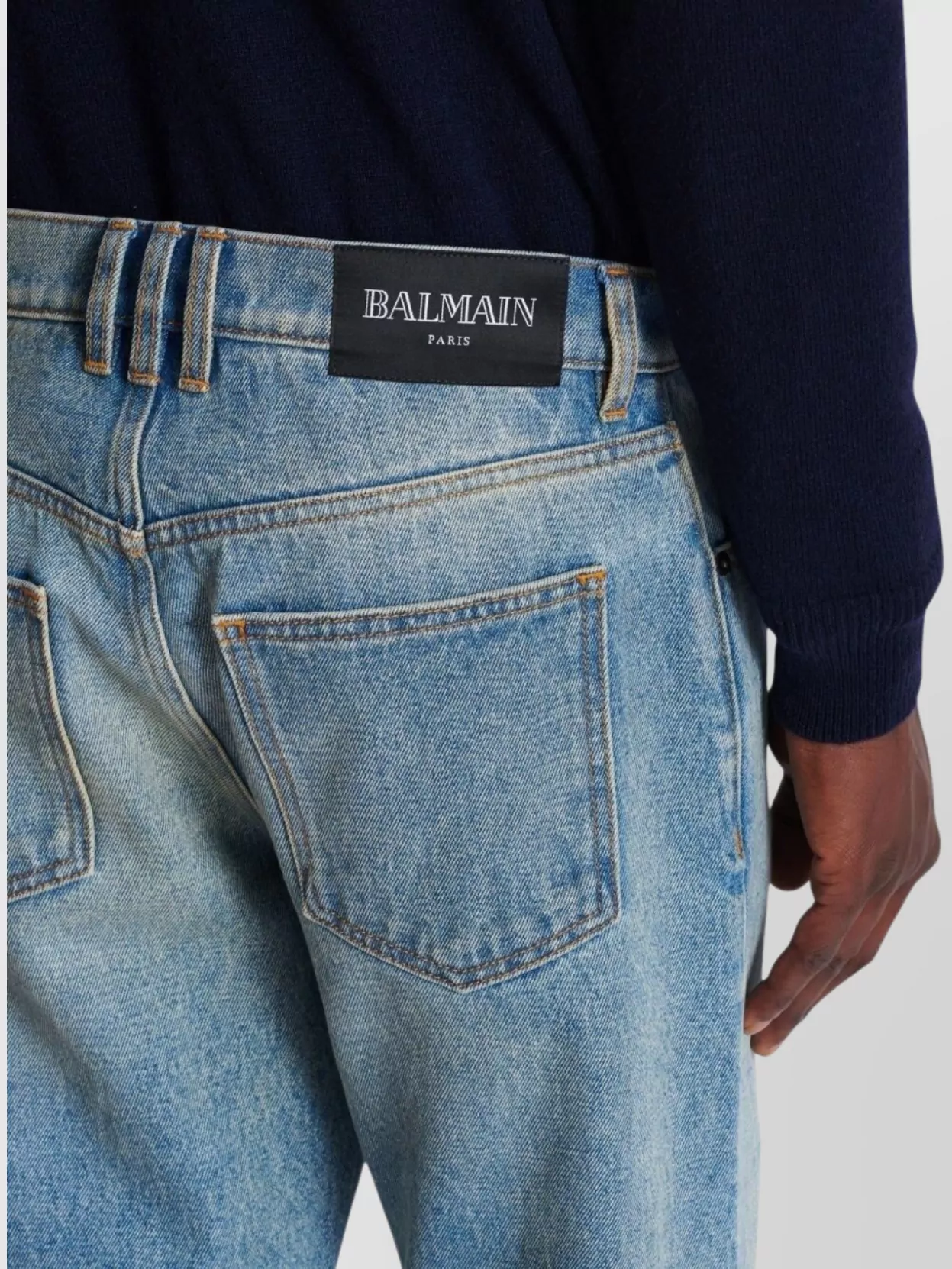 Balmain Straight Whiskering Faded Belt Loops Pockets