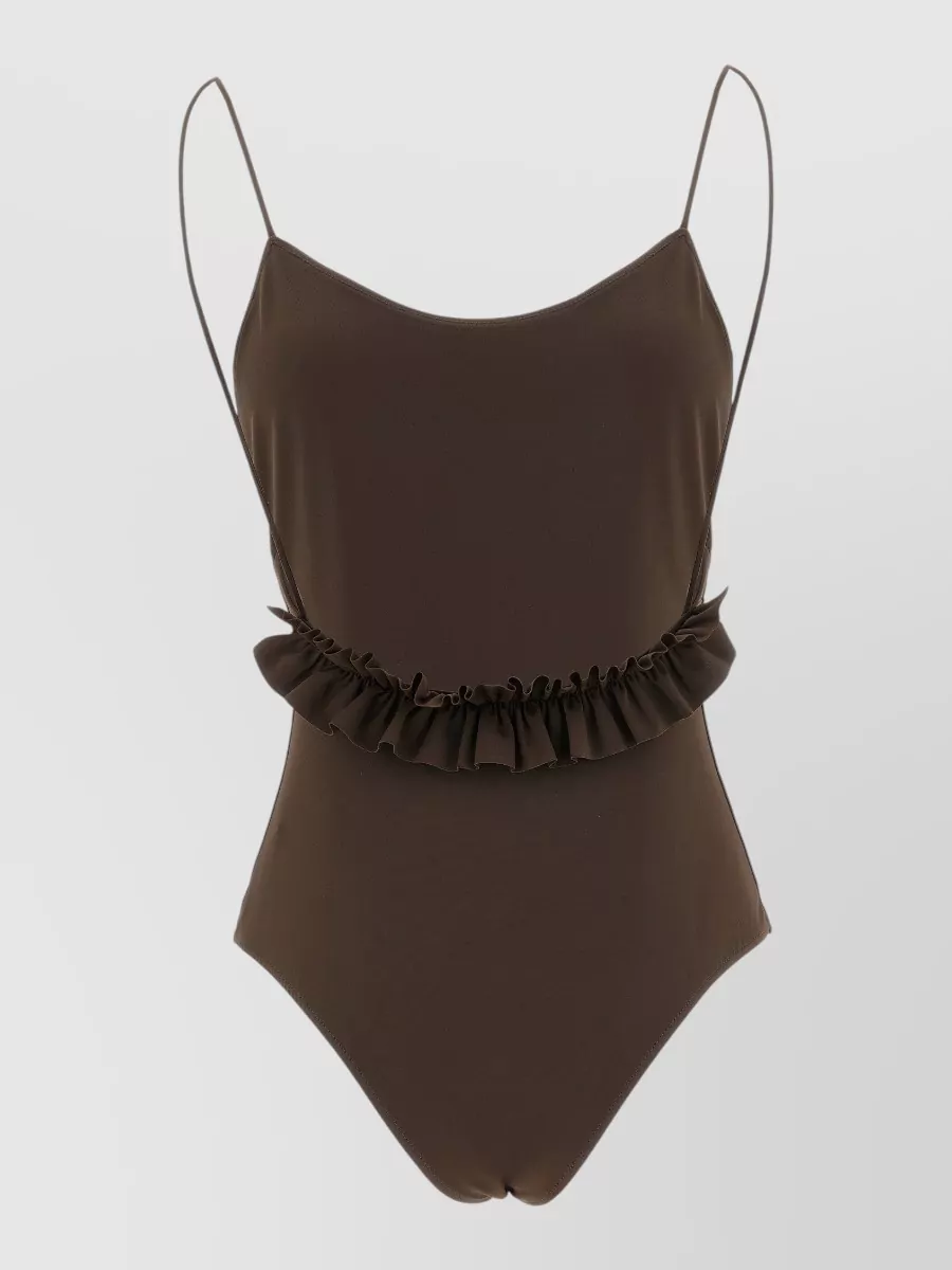 Jacquemus Ruffled High-Leg Thong Swimsuit