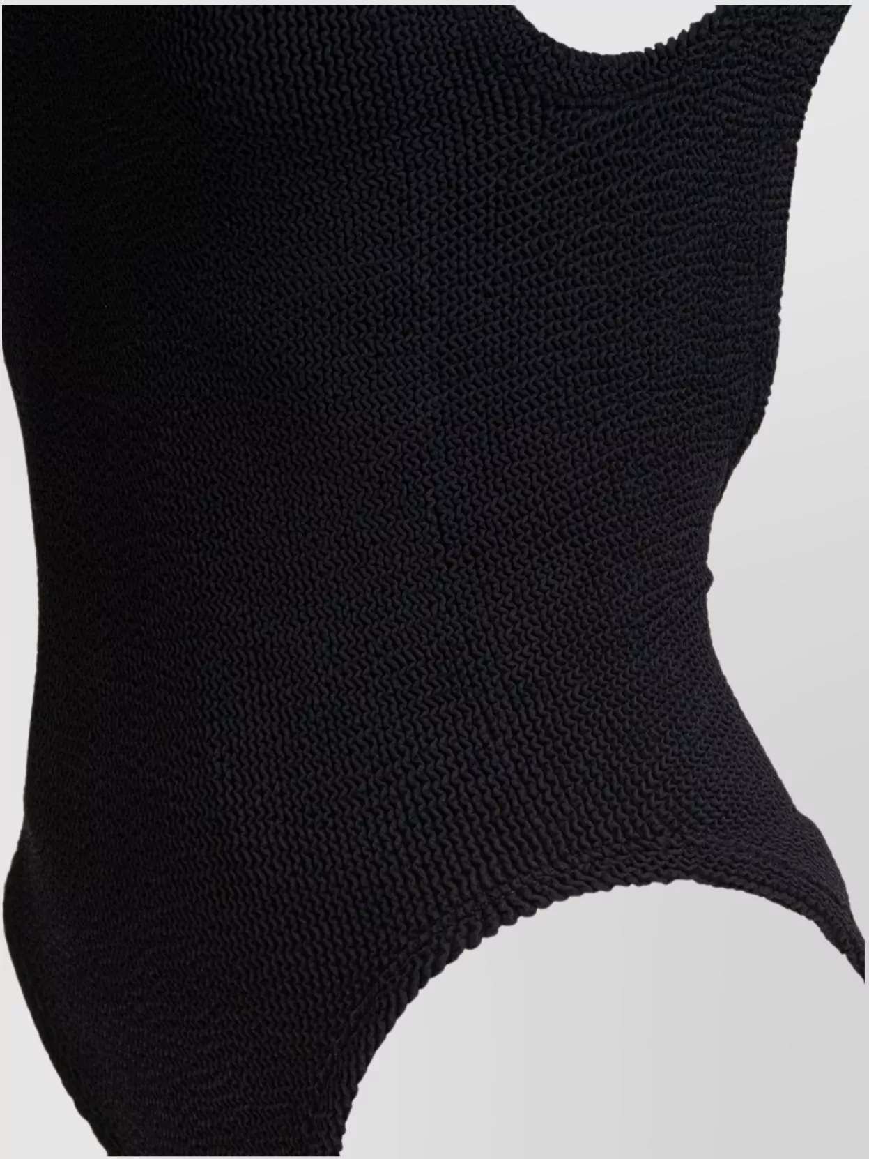 Hunza G High-cut Leg Square Neckline Textured Fabric In Black