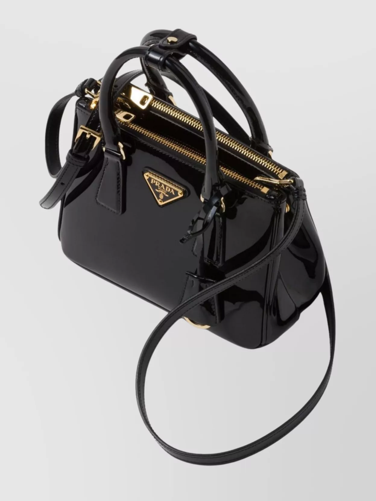 Prada Borsa Galleria Mini In Vernice In Black