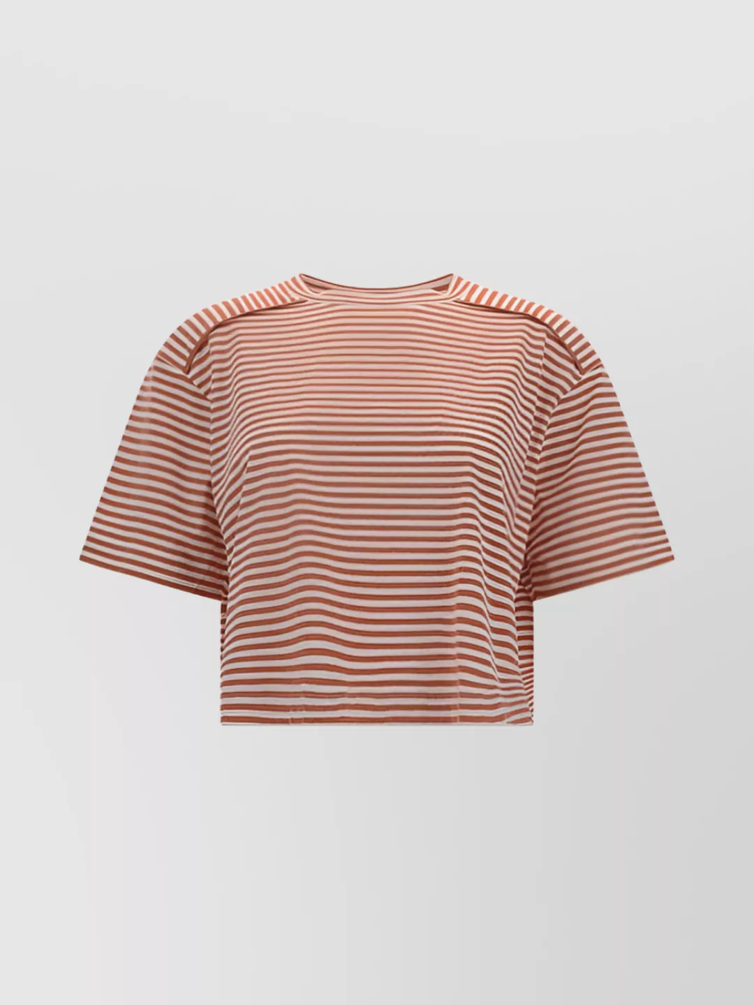Shop Brunello Cucinelli Striped Cotton Cropped T-shirt