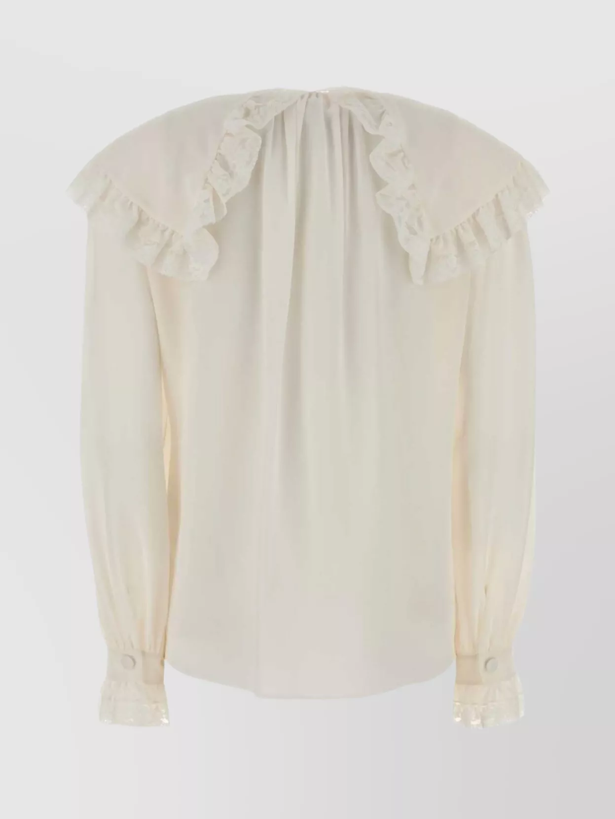 Chloé Long Sleeve Shirt With Ruffled Collar And Cuffs In Neutral