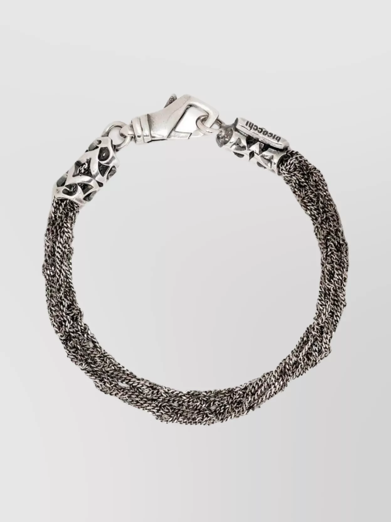 Shop Emanuele Bicocchi Crocheted Chain Link Bracelet With Silver Finish