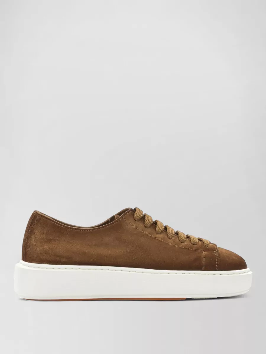 Santoni Suede Sneakers Slip On Contrast Sole Stitching