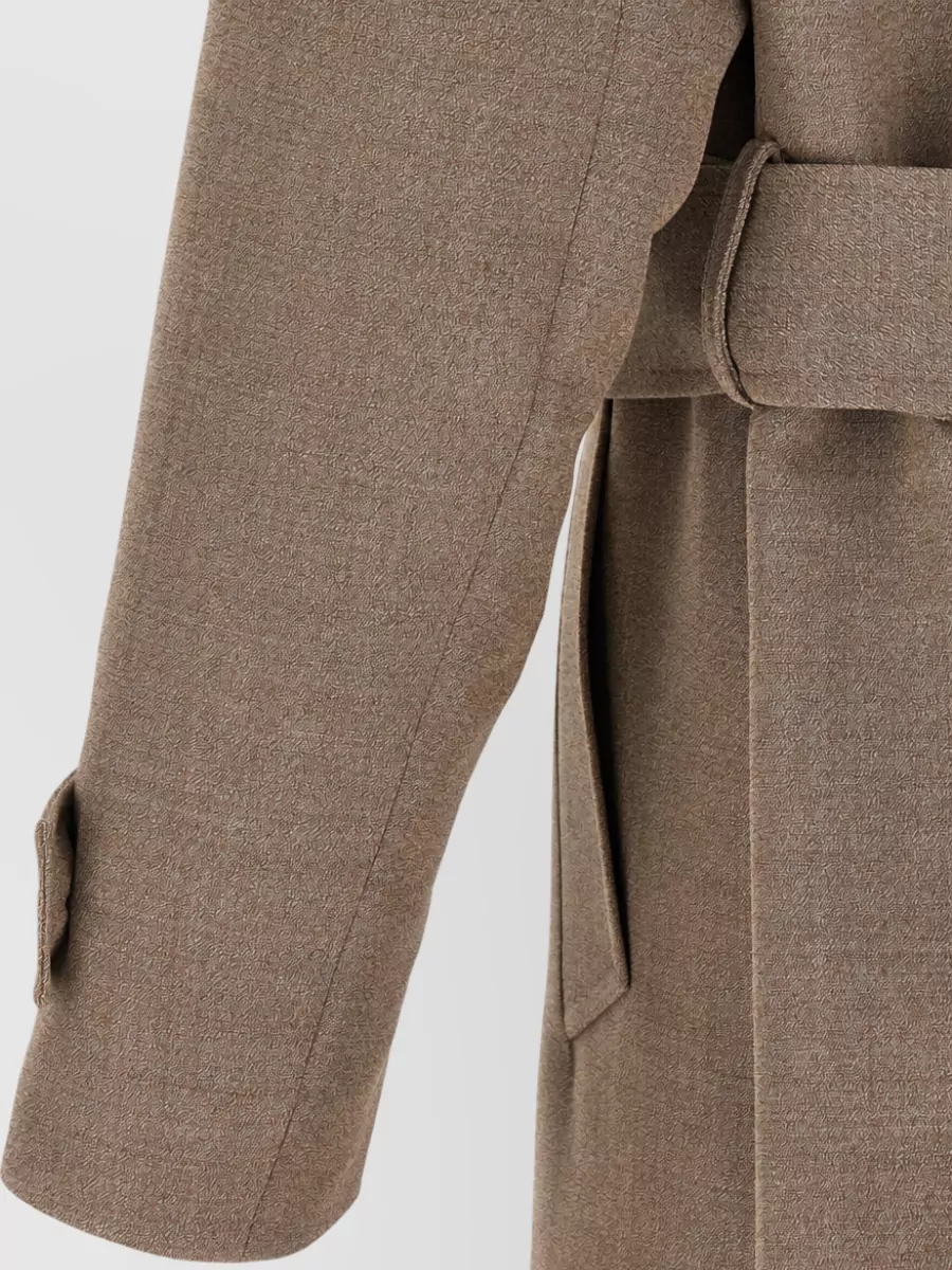 Lardini Virgin Wool Single-Breasted Belted Trench Coat