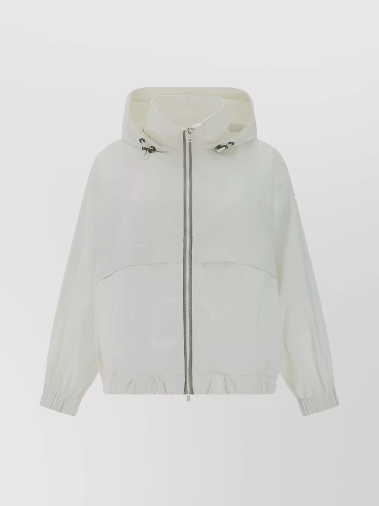 Shop Brunello Cucinelli Drawstring Hooded Jacket With Shiny Bead Detail