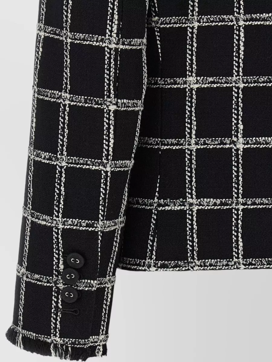 Thom Browne Checked Tweed V-Neck Cardigan Jacket