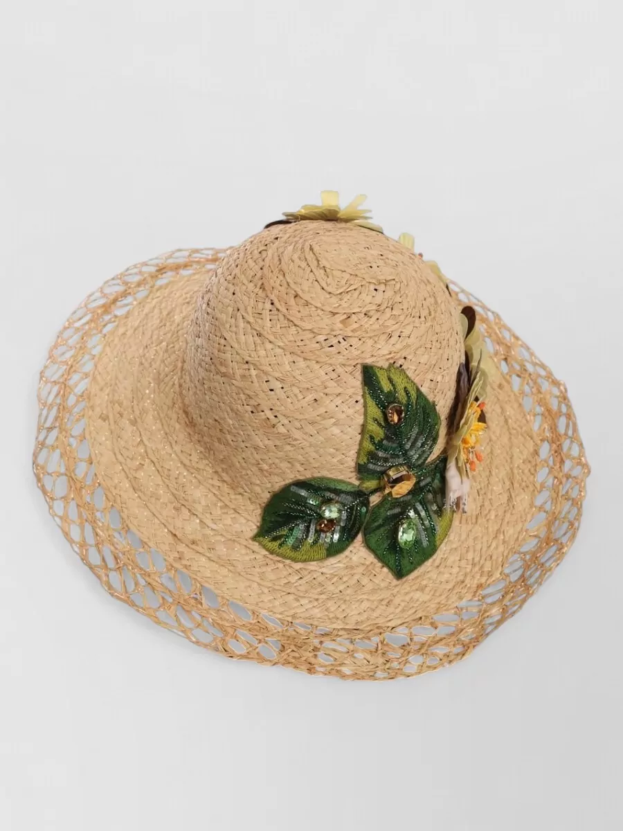 Dolce&Gabbana Floral-Embellished Raffia Sun Hat