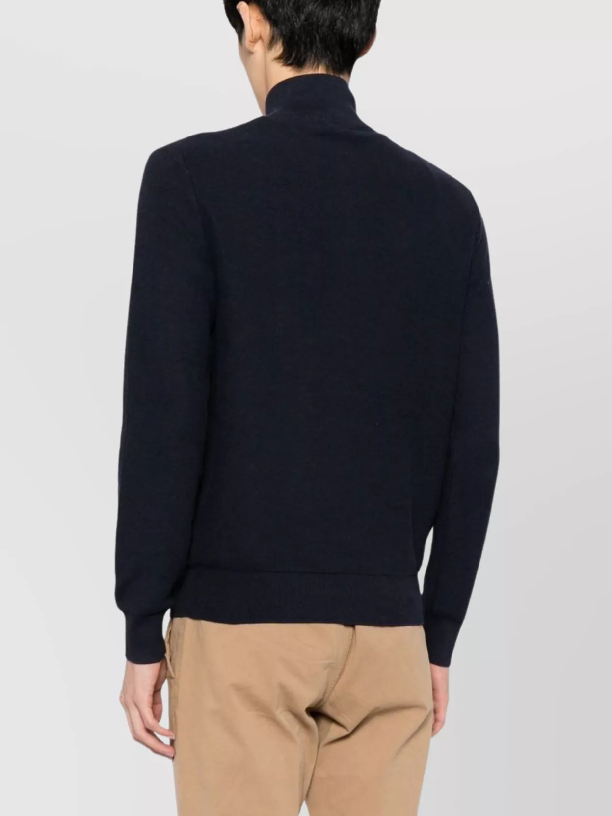 Ralph Lauren Zippered Turtleneck Sweater With Ribbed Finish
