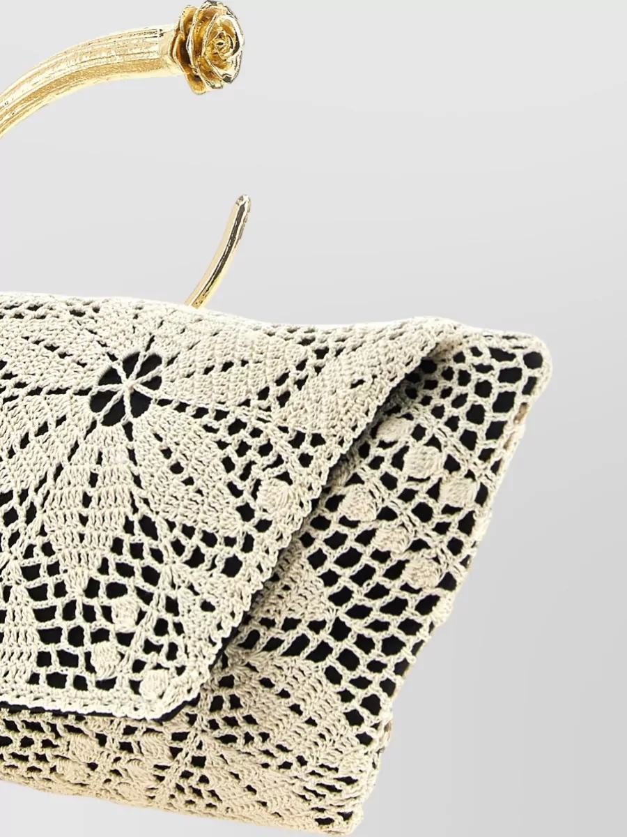 Magda Butrym Rose Silk Crochet Mini Clutch Bag