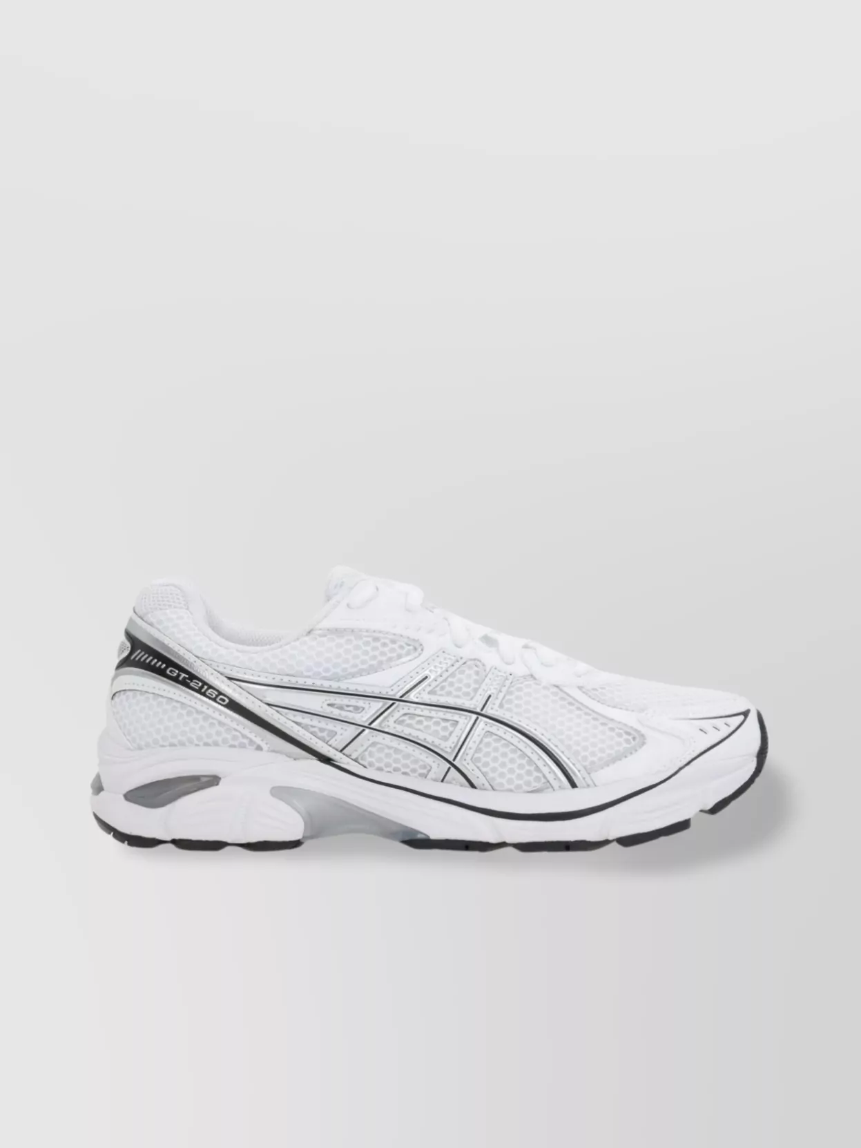 Asics Mesh Upper Panelled Sneakers With Ridged Rubber Sole In Grey