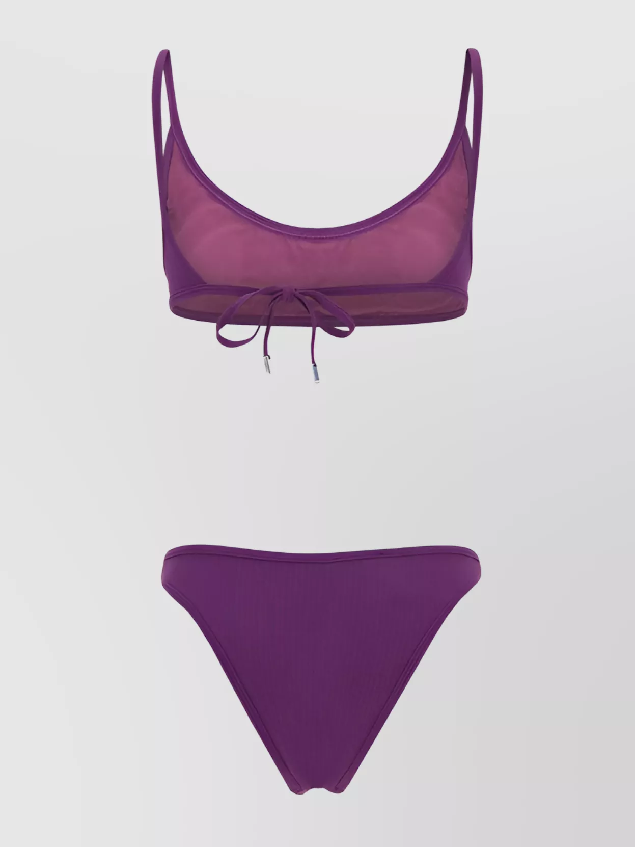 Attico Adjustable Strap Bandeau Bikini In Purple