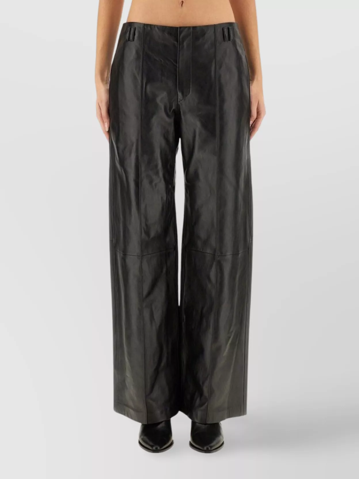 Isabel Marant Wide-leg Trousers Leather Texture In Black