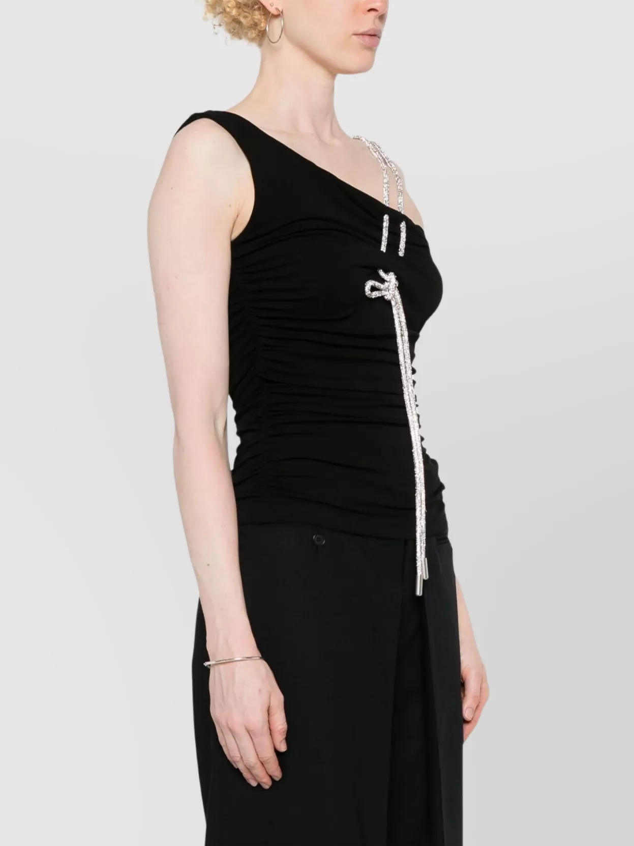 Off-White Draped Crystal Crepe Top