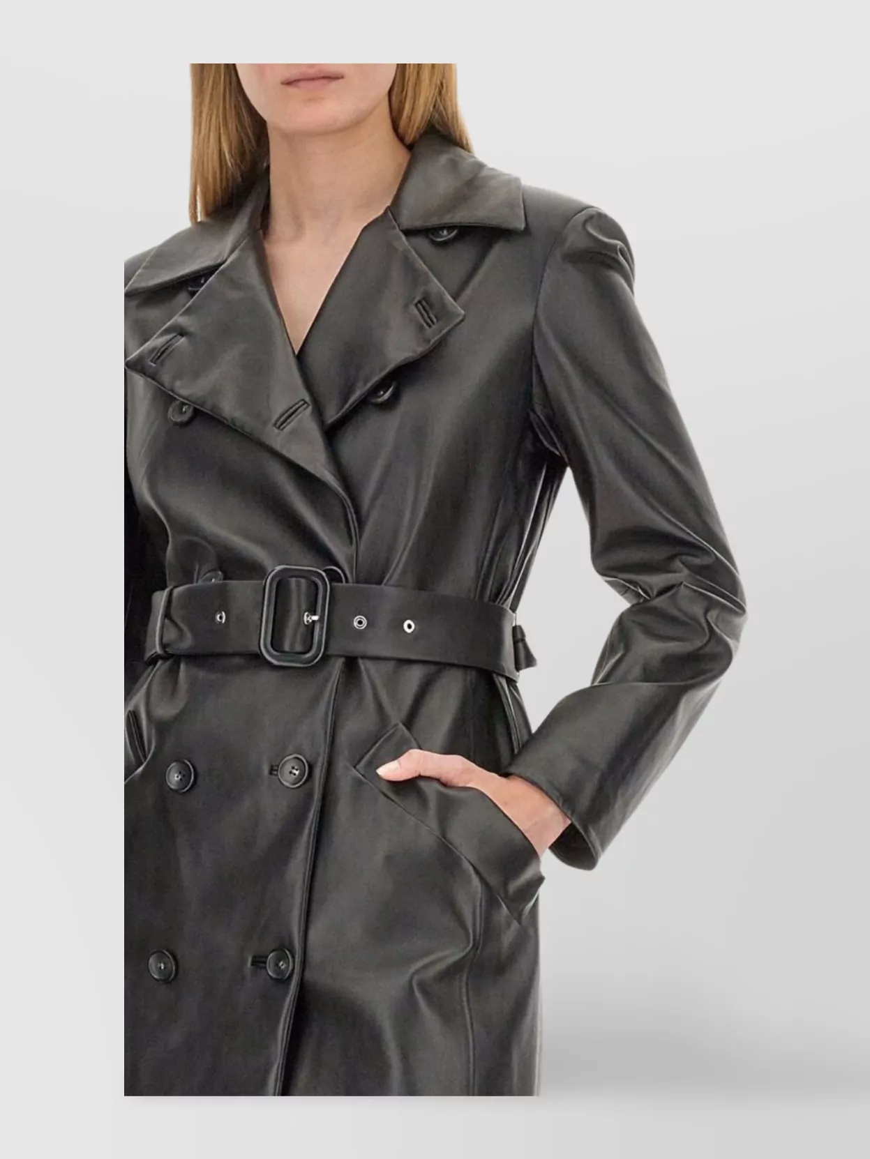 Sportmax Double Breasted Jacket Belted Waist In Black