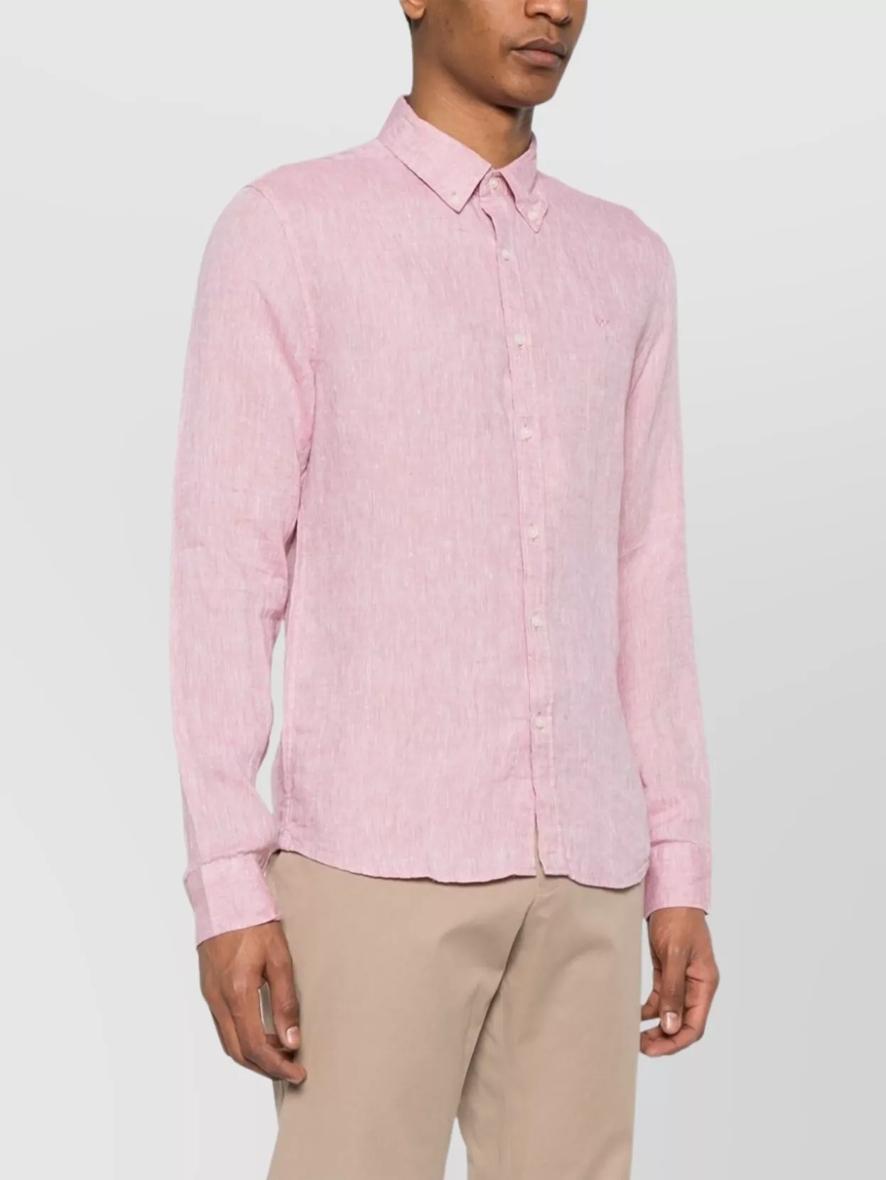 Michael Kors Tailored Shirt With Button-down Collar And Curved Hem In Pink