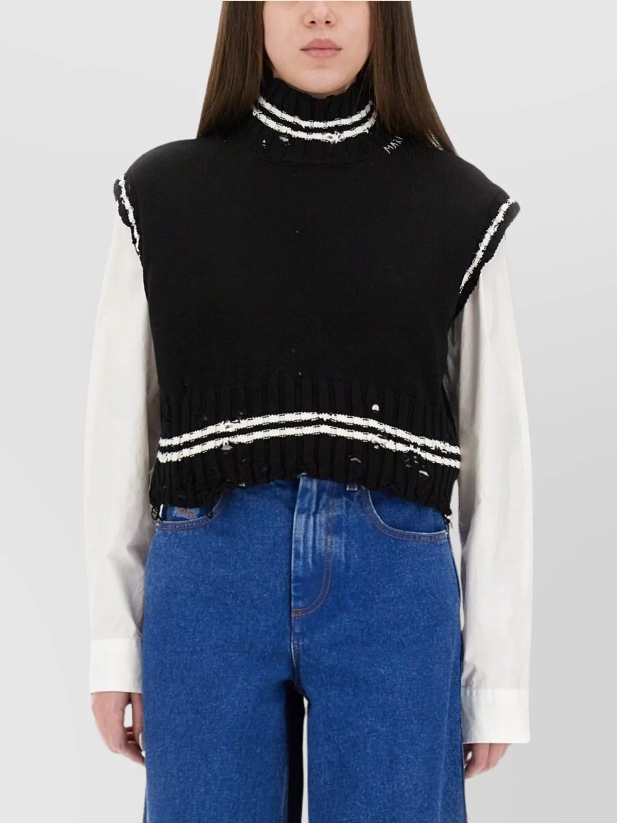 Marni Knitwear With High Neck And Fringe Detailing
