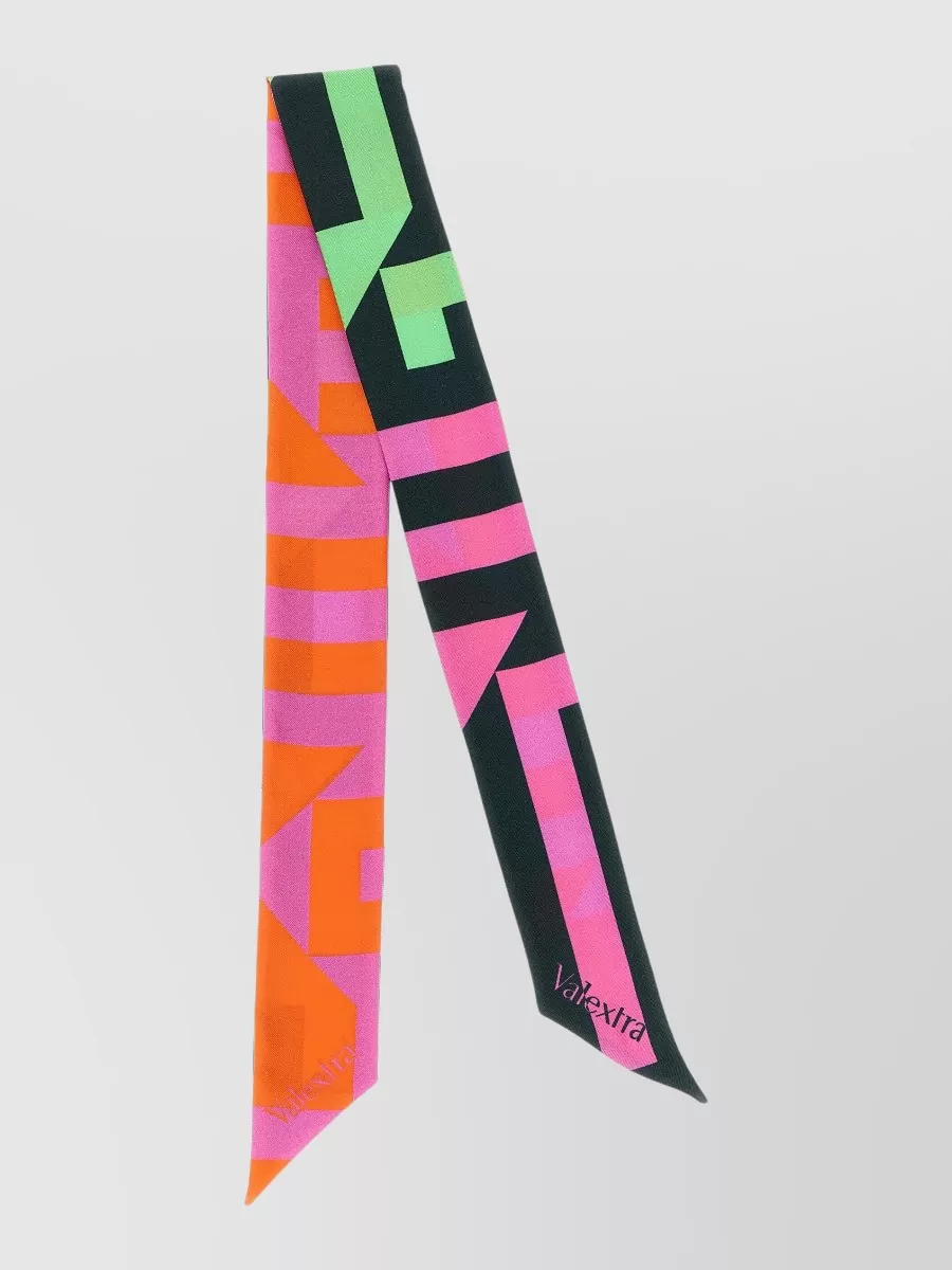 Valextra Love Lines Silk Ribbon Rectangular Scarf In Multi