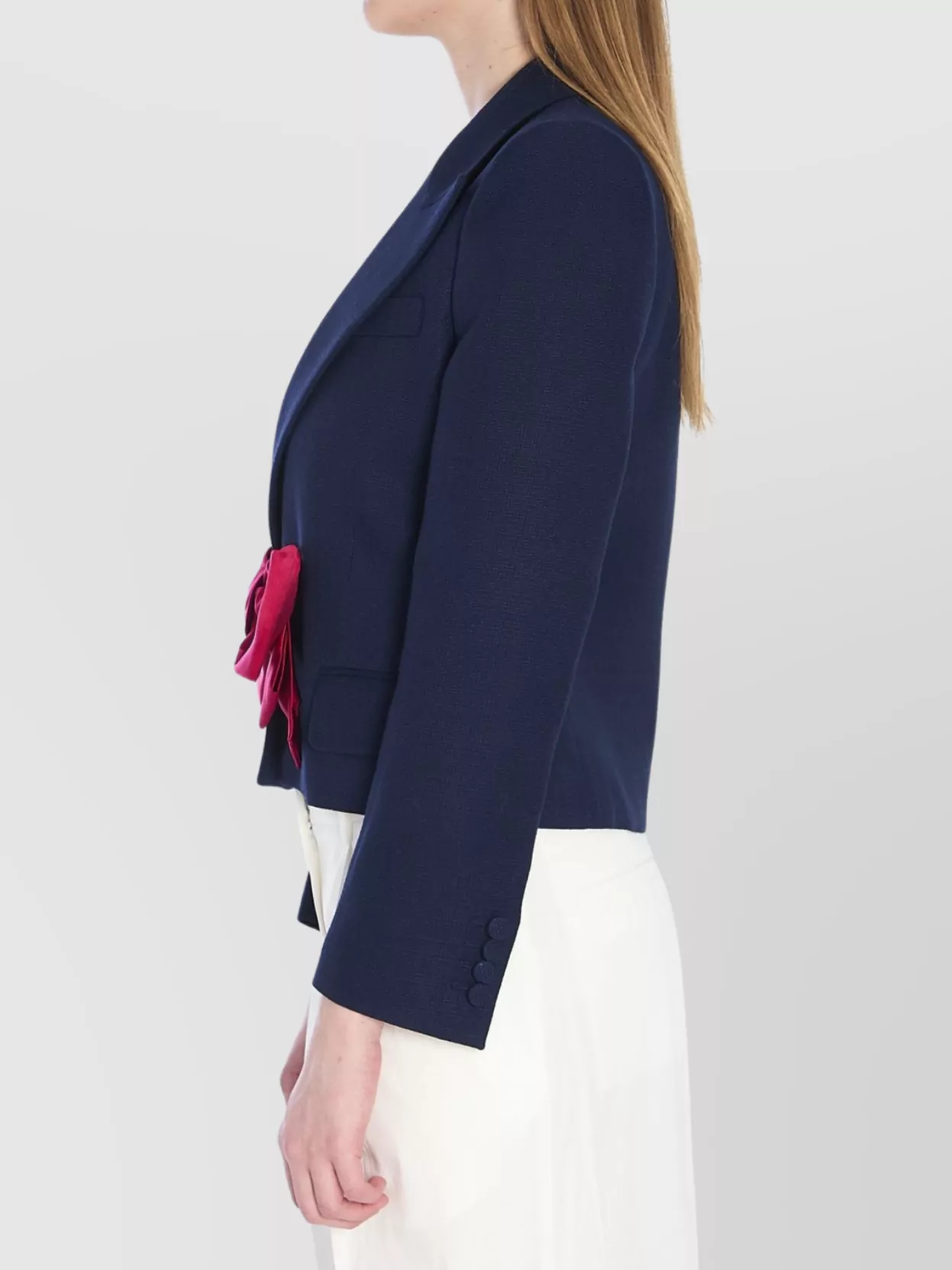 Valentino Garavani Fabric-Covered Button Cuffs Peak Lapel Jacket