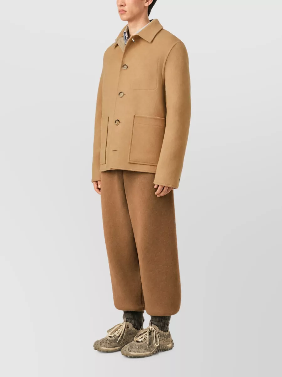 Ami Paris Cashmere Wool Single Breasted Coat