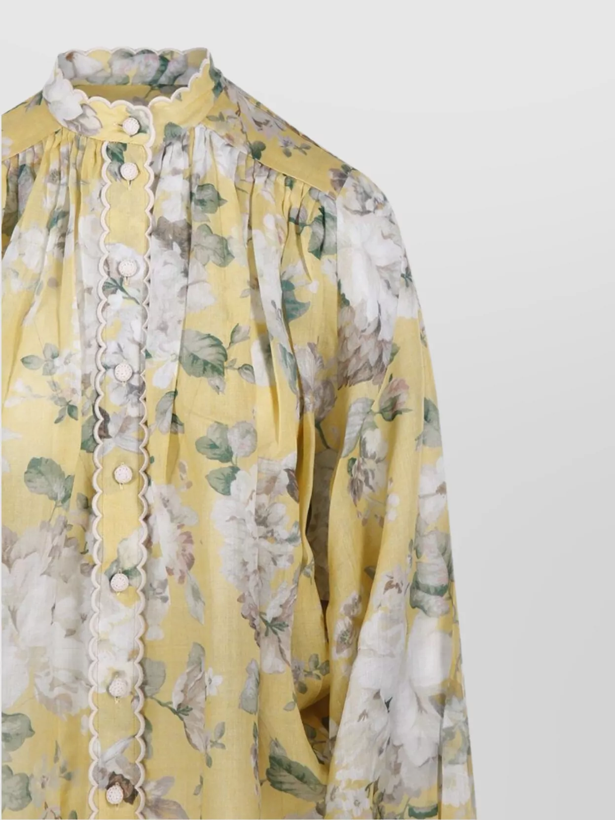 Zimmermann Acacia Scalloped Floral-print Ramie-voile Blouse