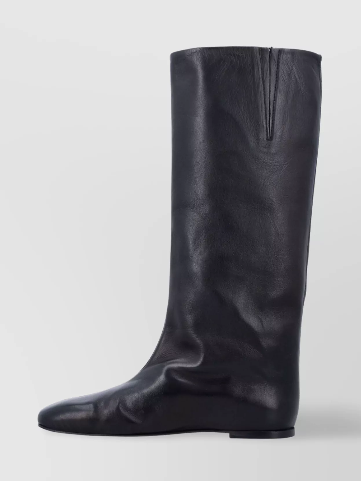 Miista Leather Knee-High Square Toe Boots