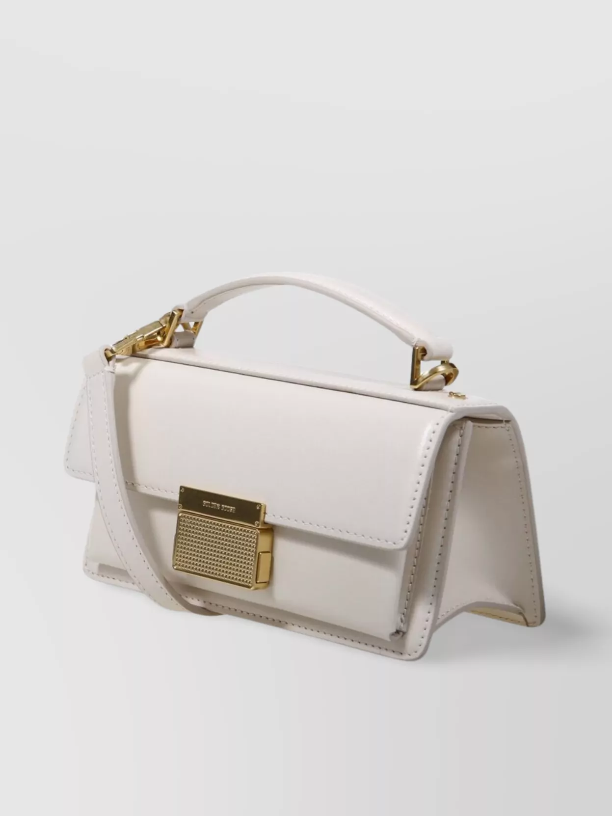 Golden Goose Deluxe Brand Structured Handbag With Gold-tone Clasp And Detachable Strap In White