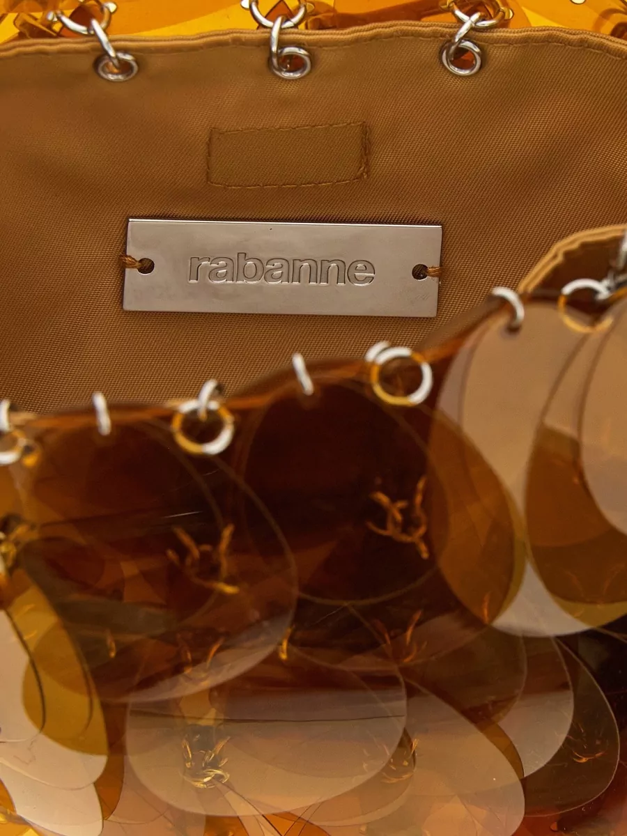 Rabanne Sparkle Transparent Chain Shoulder Bag Rectangle In Brown