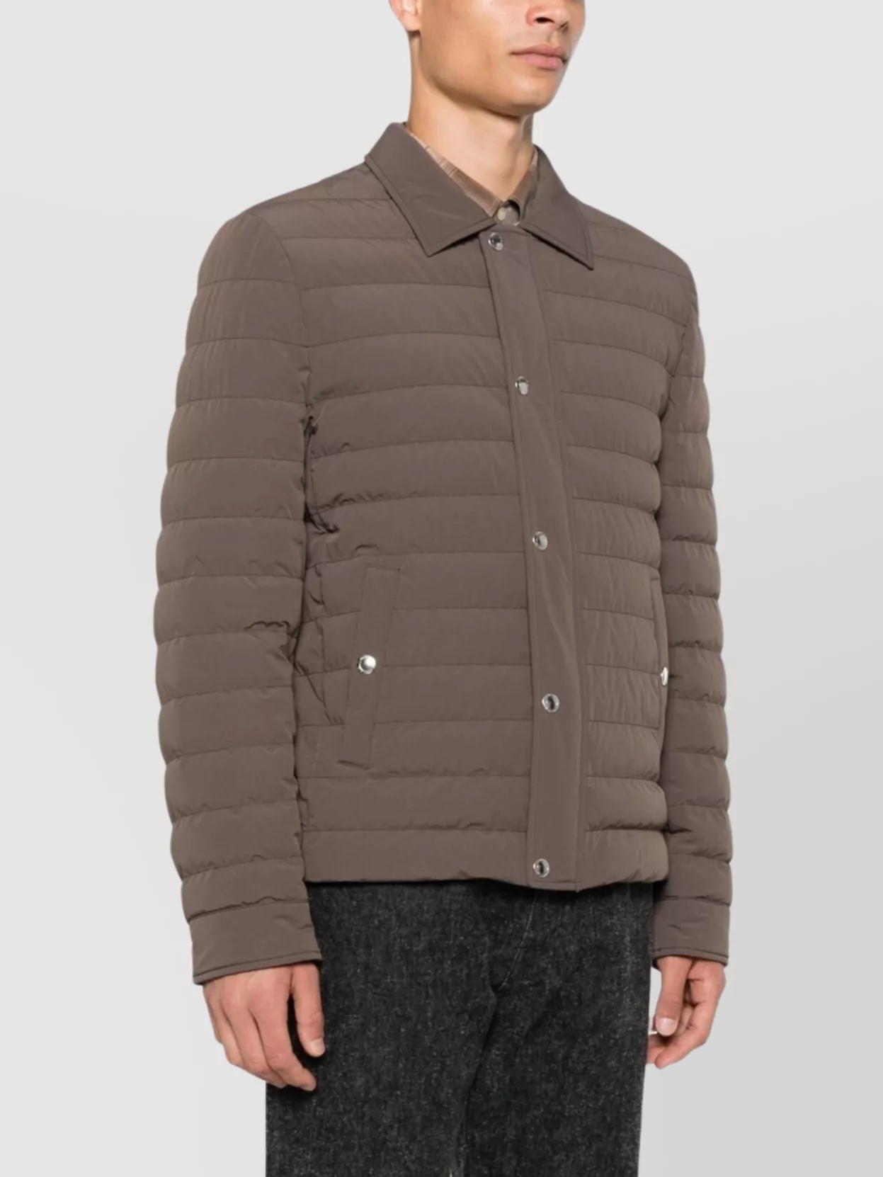 Brunello Cucinelli Short Quilted Down Jacket With Side Pockets In Brown