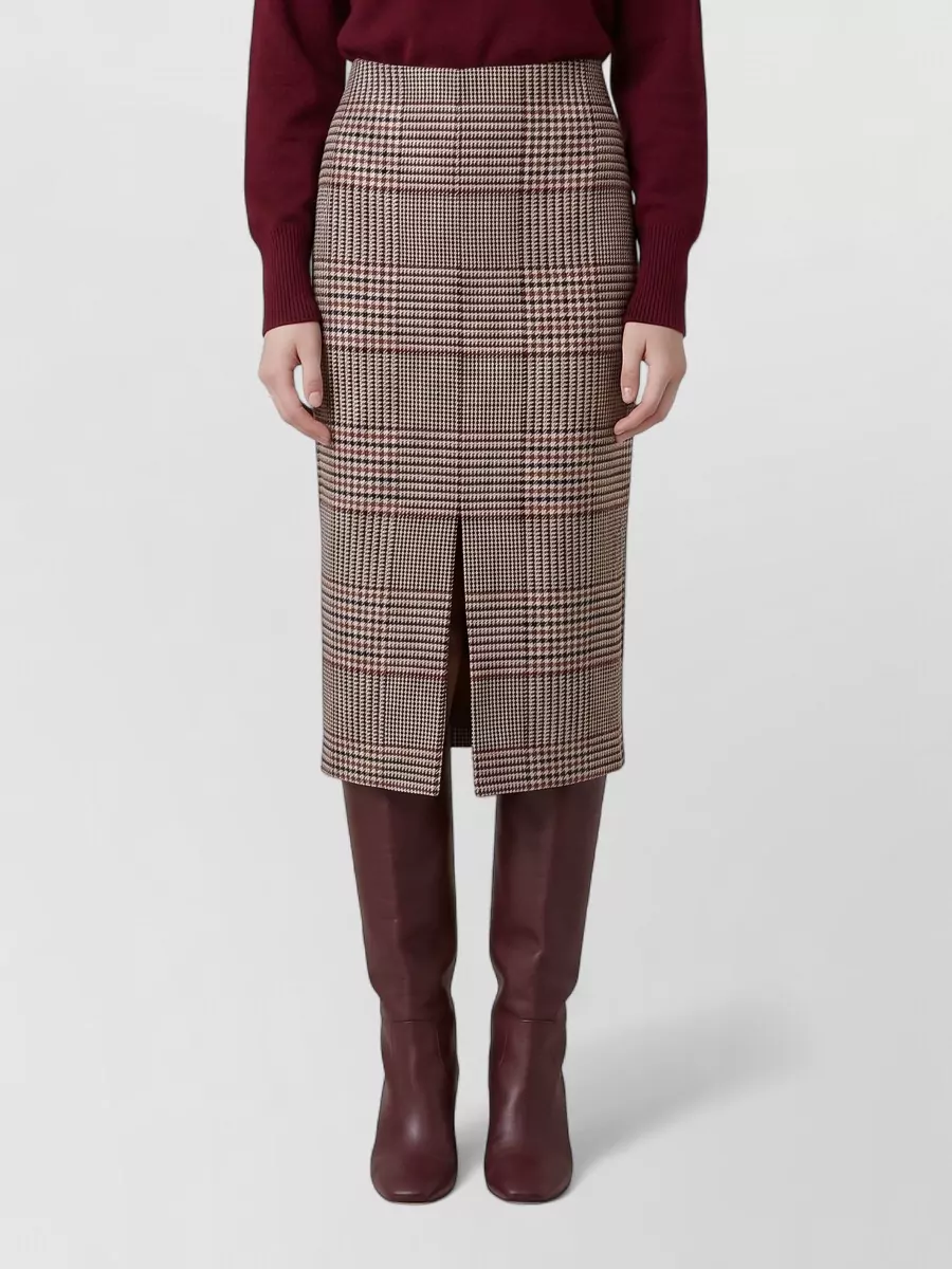 Federica Tosi wool glen plaid high-rise midi pencil skirt
