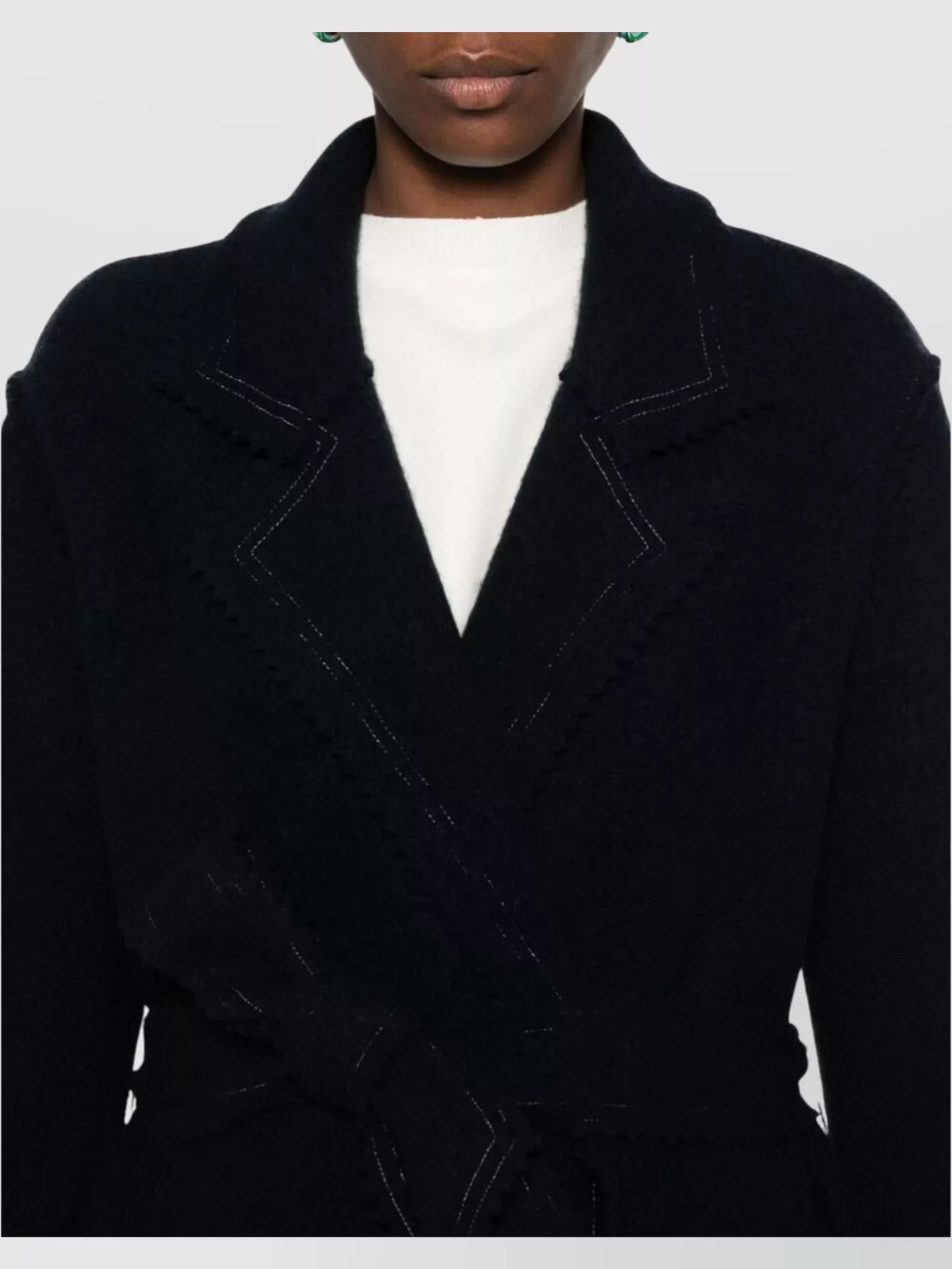 Max Mara Jene Mid-length Coat Belted Waist In Black