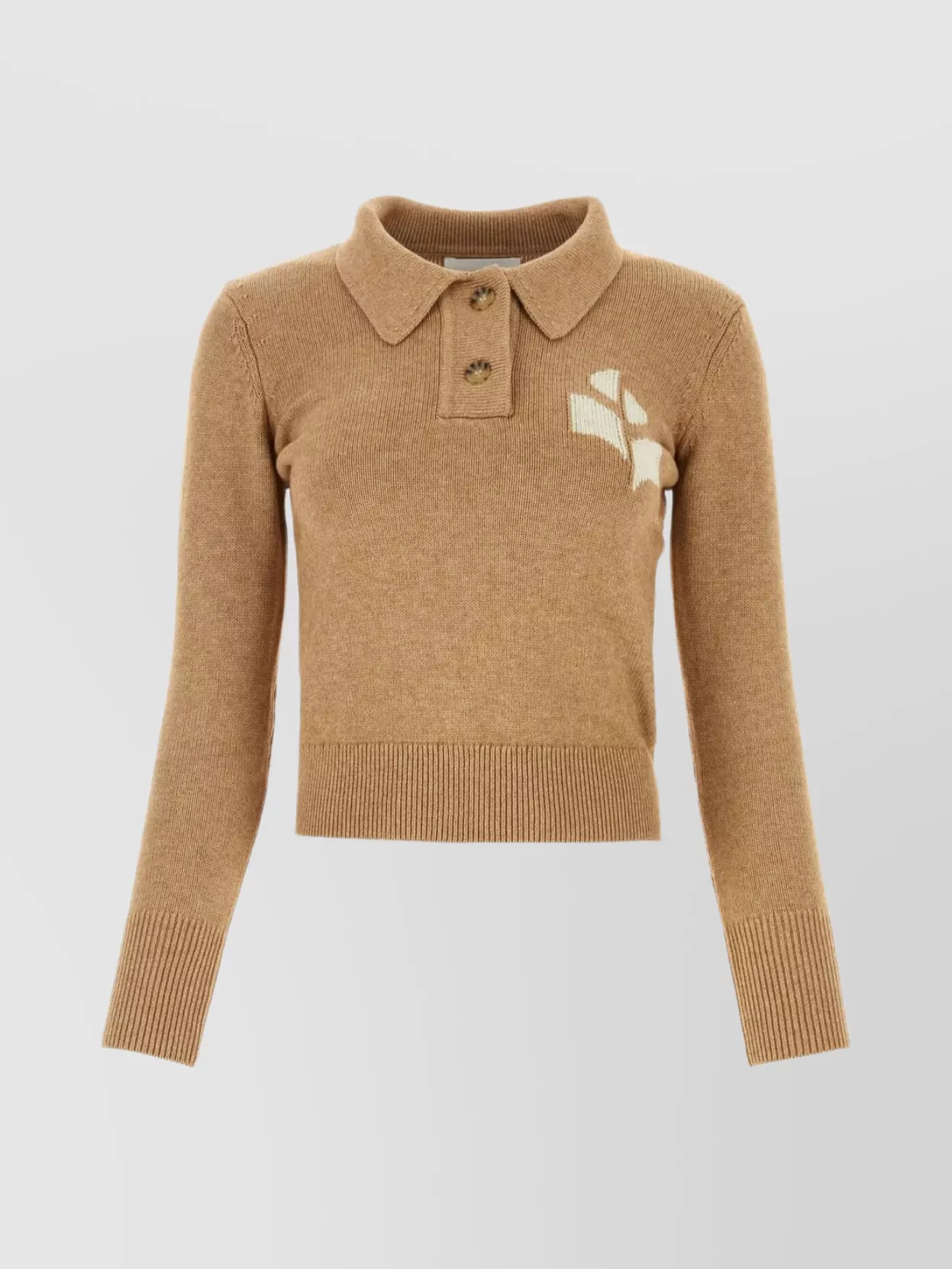 Shop Isabel Marant Étoile Turtleneck Knitwear: Nola Polo With Ribbed Cuffs And Buttoned Collar