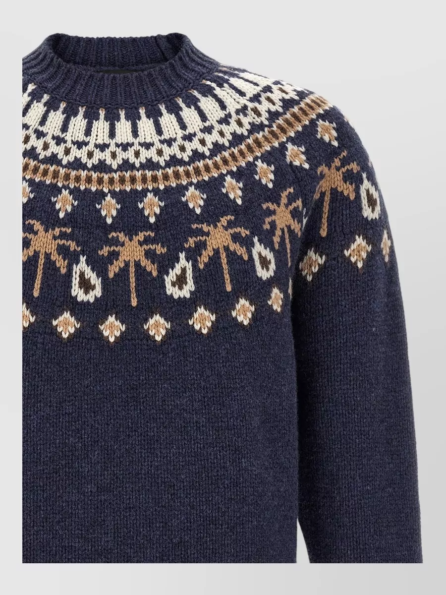 Alanui Virgin Wool Jacquard Crewneck Sweater