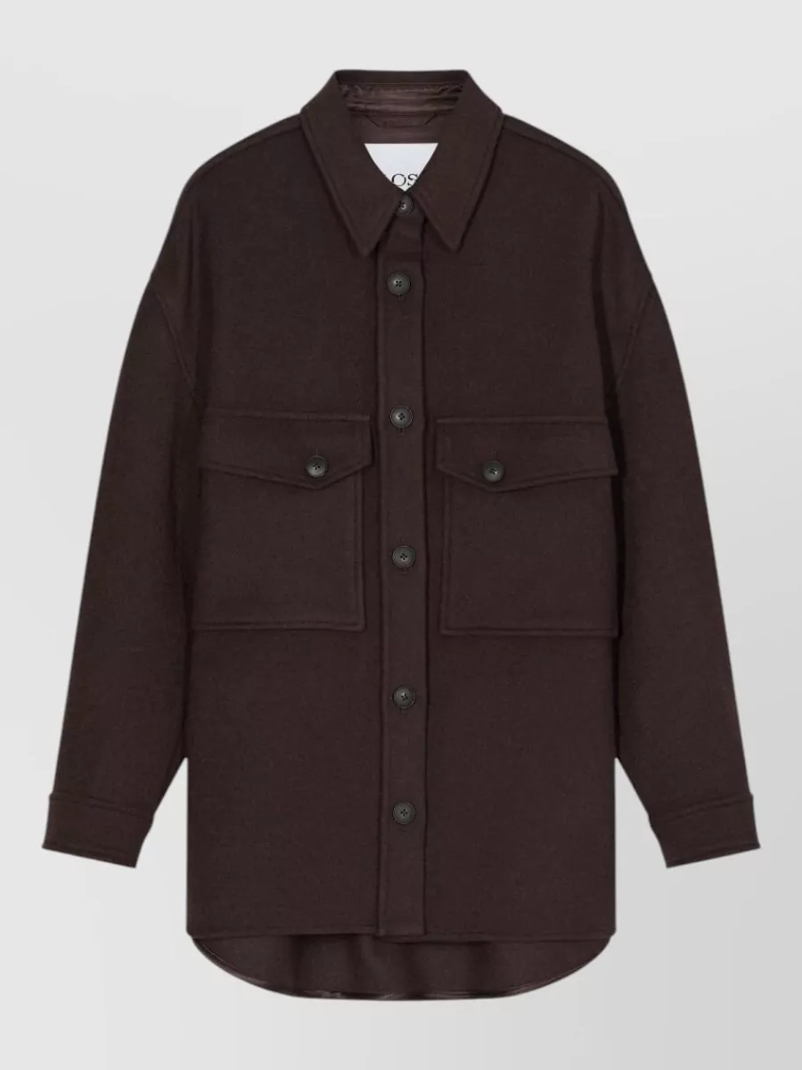 Closed wool oversized single-breasted coat