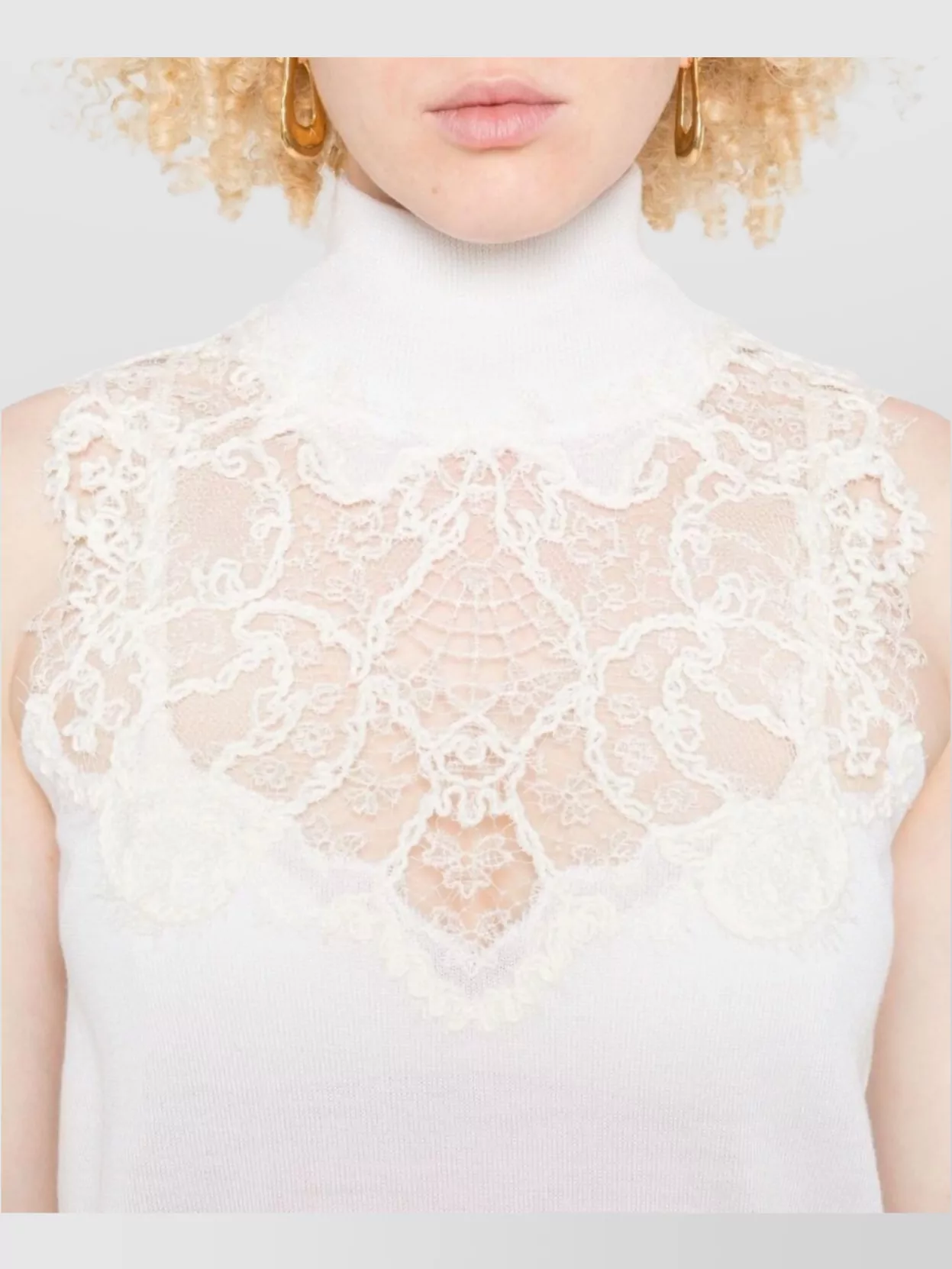 Ermanno Scervino Merino Blend Sleeveless High Neck Top
