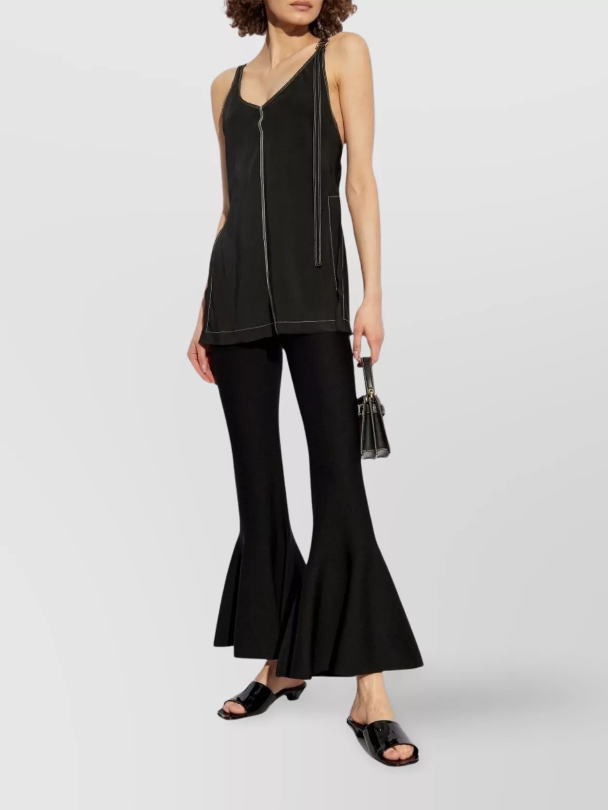 Sportmax Sleeve Detail V-Neck Top With Side Slits