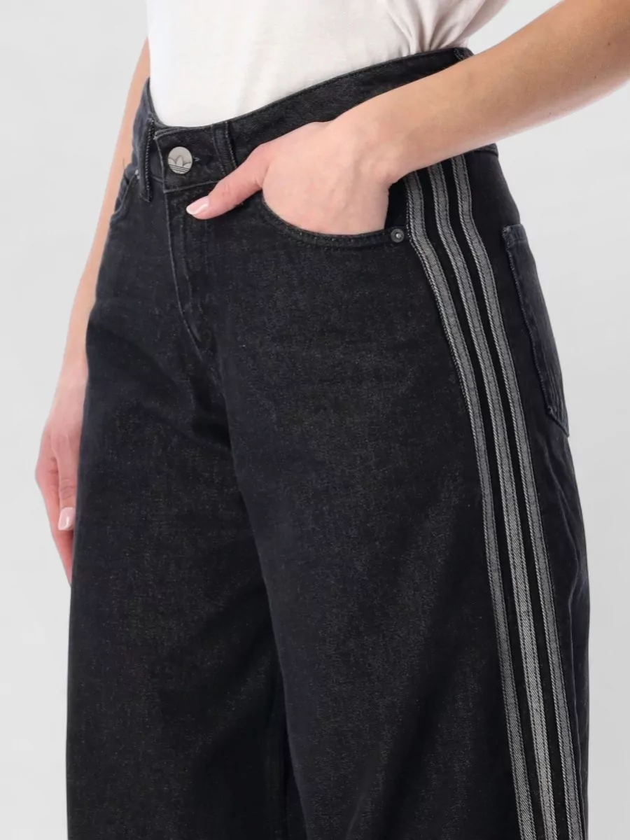 Adidas Originals Denim Mid-Rise Wide-Leg Trousers