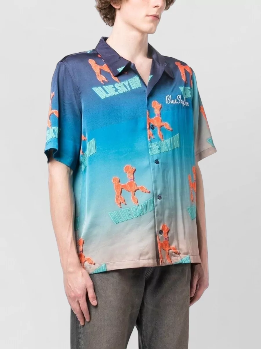 Blue Sky Inn Dog Print Short Sleeve Shirt