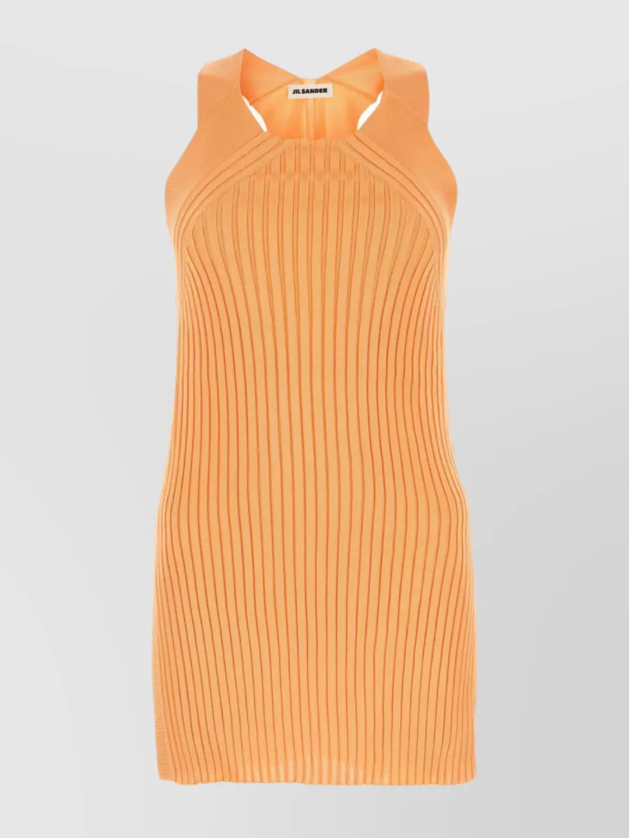 Shop Jil Sander Sleeveless Ribbed Viscose Dress In Orange