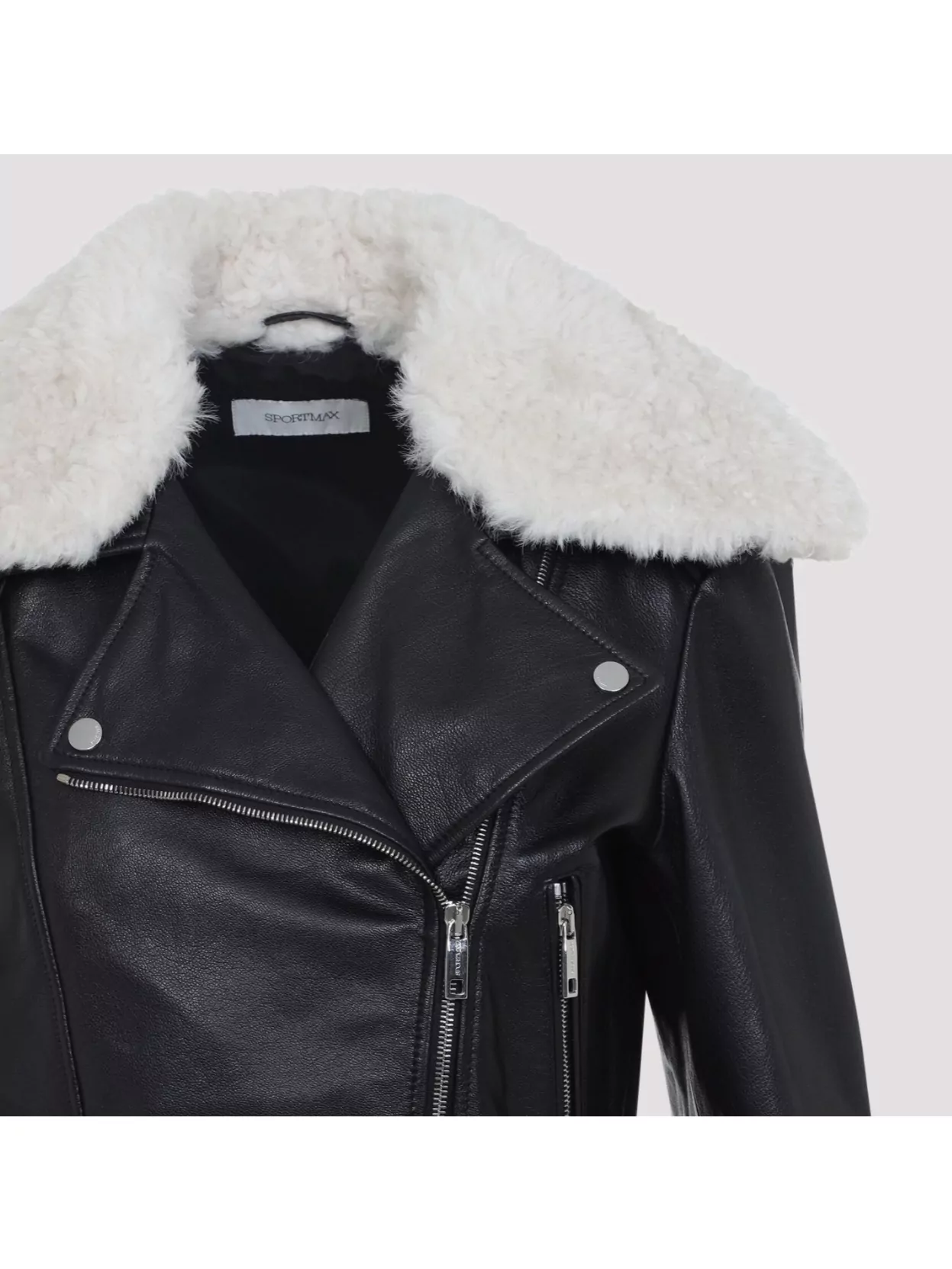 Sportmax Toscana Cropped Leather Biker Jacket In Black