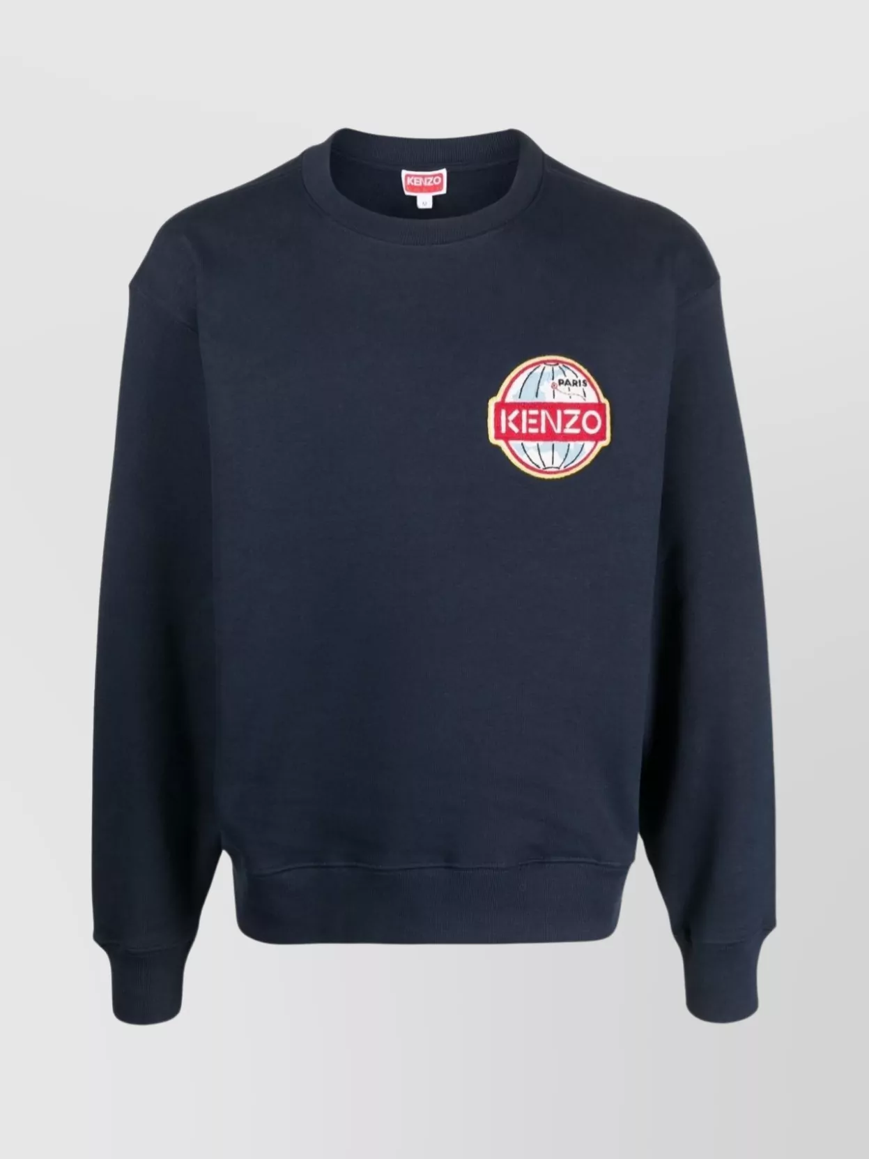 Shop Kenzo Ribbed Crewneck Sweater With Long Sleeves In Blue