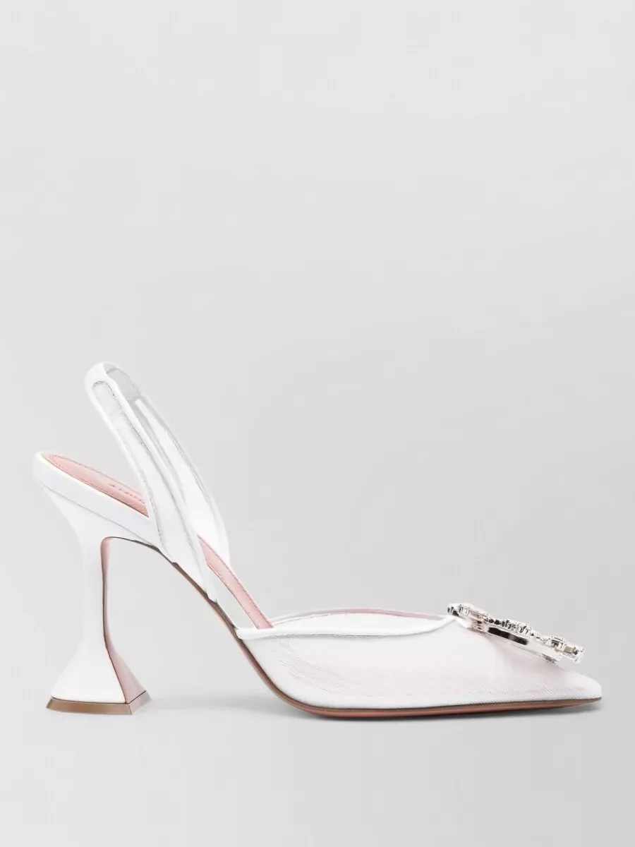 Amina Muaddi Mesh Rhinestone-Embellished Slingback Pumps