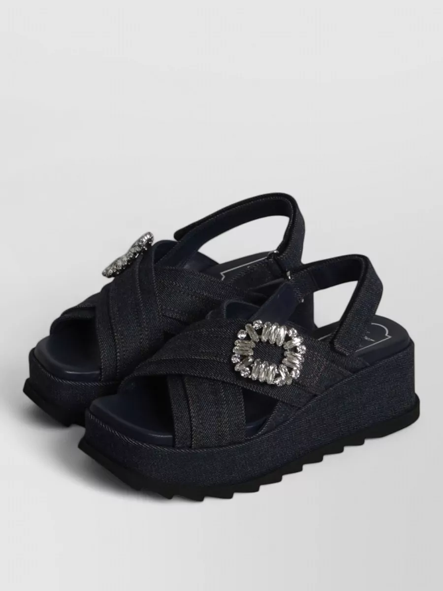 Roger Vivier Denim Wedge Sandals