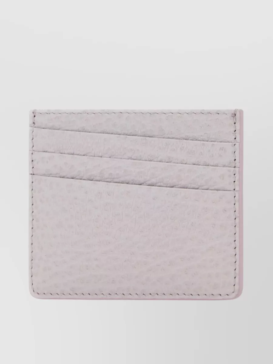 Shop Maison Margiela Contrasting Stitching Textured Leather Cardholder In Pastel