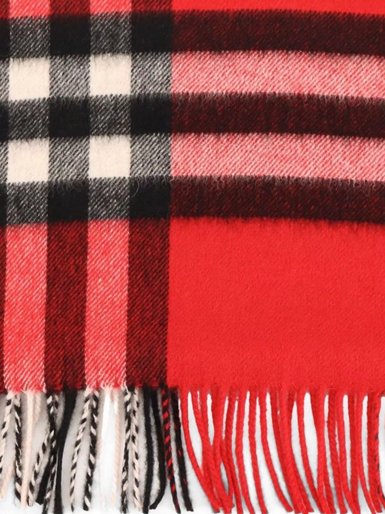 Burberry Check Pattern Cashmere Scarf With Fringed Profiles