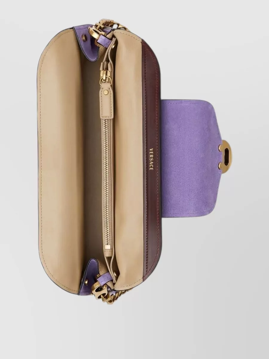 Versace Na Suede Calf Leather Shoulder Bag