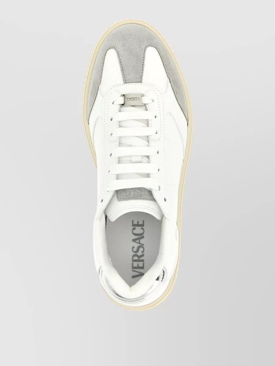 Versace Greca Court Sneakers Round Toe Design Rubber